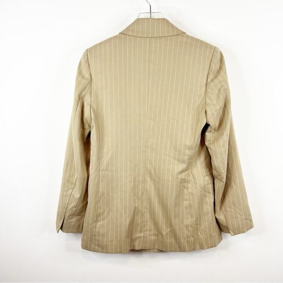 NEW ZARA Striped Oversized Menswear Inspired Blazer S Tan - Picture 3 of 7